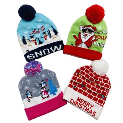 China COMMON Costume Winter Hat Christmas Light Up Beanie With LED Light for sale