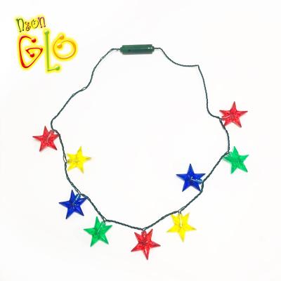 China Hottest LED Jewelry Products On The Market Christmas LED Decoration Light Up Star Necklace Flashing Necklace for sale