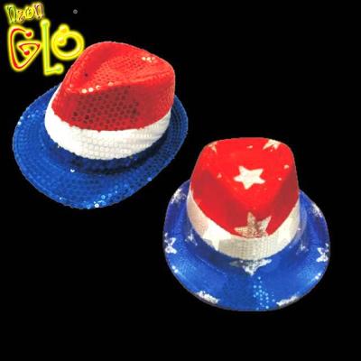 China With Bright LED July 4th LED Light Up Fedora For Costume for sale