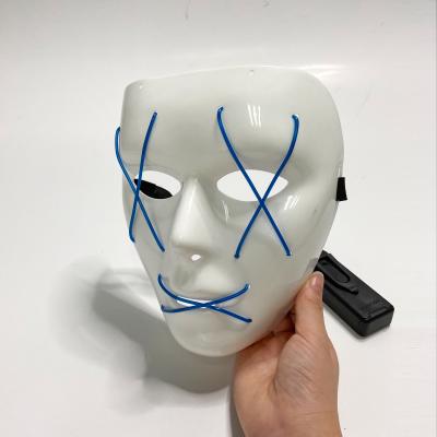 China Festival Custom Printed Logo Cover Reusable Maskss Electric Led Praise Mask Photon With EL Cold Light for sale