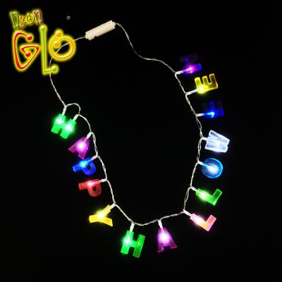 China Daily Gift Yiwu Manufacturers Supply Halloween Jewelry Dark Glow Letter Necklace For Halloween Party for sale