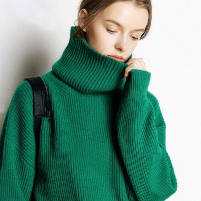 China Women's Sweater Autumn Winter Warm Turtlenecks Casual Woolen Anti-wrinkle Loose Lady Oversized High Neck Sweaters for sale