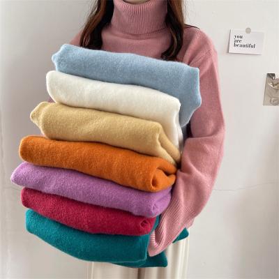 China Anti-wrinkle women turtle neck long sleeve sweater knitted casual female sweater Jumper Elegant Ladies Pullover Turtleneck for sale