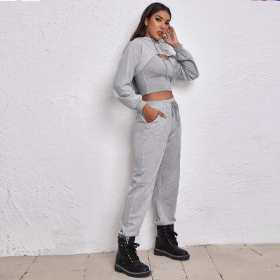 China 2021 Stylish Solid Breathable Tracksuit Women Suits Shear Warm Hoodies 2 Piece Set Fashion Training Tracksuit for sale