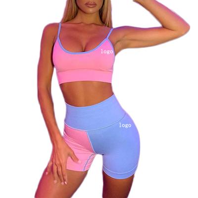 China Yoga Shorts Set Logo Patchwork Running Quick Drying Fitness Yoga Shorts Antibacterial High Tops Custom Size for sale