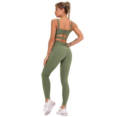 China 2021 Breathable Active Wear Sports Yoga Bra And Leggings Set Back Beauty Workout Apparel Yoga Equipment For Women for sale