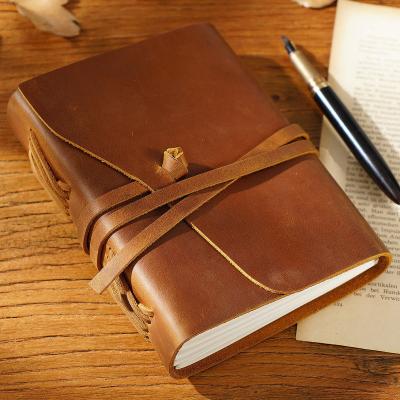 China AIGUONIU Hardcover Vintage Leather Notebook 5x7 Advances Journal Environmetal Paper Genuine Notebook Notebook Sketchbook Daily Wholesale for sale