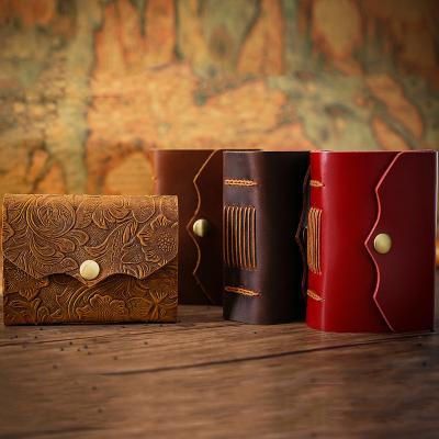 China Wholesale Neutral Genuine Leather Notebook Planner Graffiti Book Hardcover Notebook Retro Notebook Male Handmade Diary Cowhide Small for sale