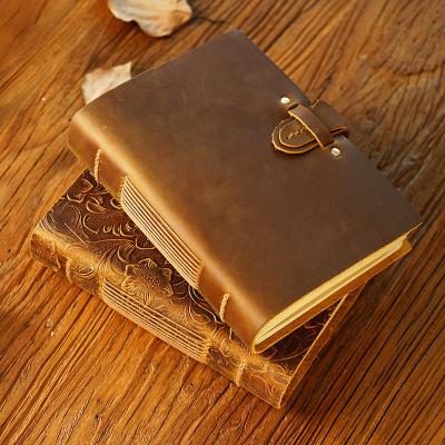 China Genuine Leather Creative Women/Men Neutral Cowhide Vintage Neutral Notebook AIGUONIU Hardcover Notebook Sketchbook Diary Notebook for sale