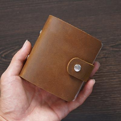 China A9 Size Ring Planner Genuine Leather Hardcover Book with 3 Hole Crazy Horse Binding Leather Trim Mini Notebook Retro Portable Notepad Diary Wholesale for sale