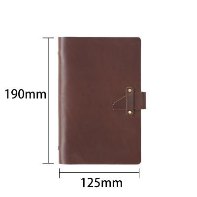 China High Quality Rustic Genuine Leather Brass Hardcover Rings Notebook A6 Spiral Notebook Diary Binding Sketchbook Agenda Planner Stationery for sale