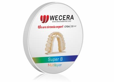 Cina 8 strati di zirconia in bianco Dental Multilayer C2 D98*18mm 57% traslucido in vendita