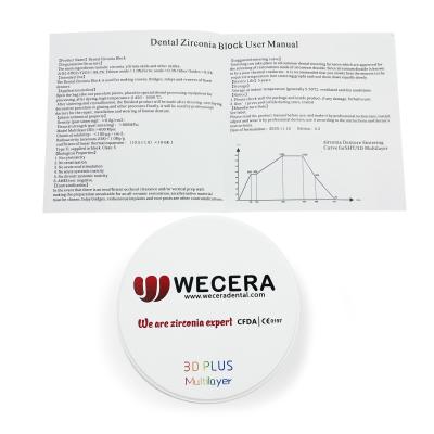 Chine Le blanc dentaire multicouche Yttria de zirconium a stabilisé le fraisage du DAO FAO d'A2 1200Mpa à vendre