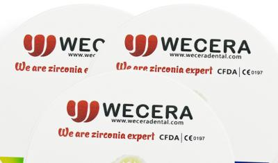 Китай Прозрачные предварительно затененные циркониевые блоки диаметром 98 мм или 95 мм Прозрачность образца 43-57% продается