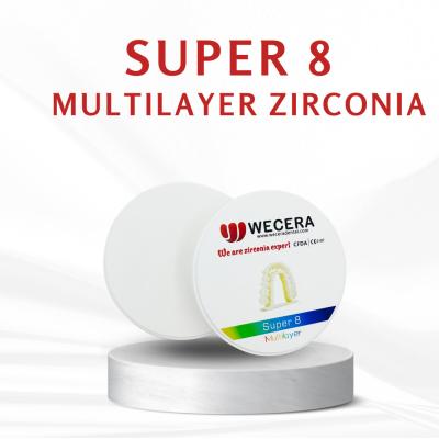 Chine 8 Blocs de zirconium multicouches Blocs de zirconium dentaire avec une capacité de fourniture de 2000 pièces par semaine à vendre