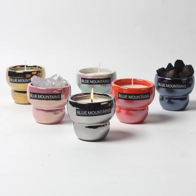 China Nordic Modern Wedding Home Decoration Ornament Candle Ceramic Vessels Plate Empty Porcelain Candle Jar for sale