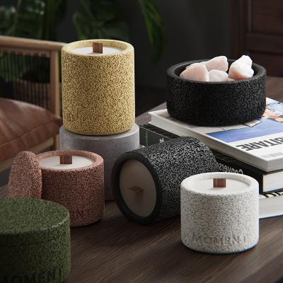 China Nordic modern style nc diy candle making container wedding home decor candle ship ceramic empty candle jars with lid for sale