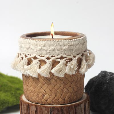 China Nordic Modern Hot Selling Empty Ceramic Candle Jars Vintage Home Decor Single Vessel Container for sale