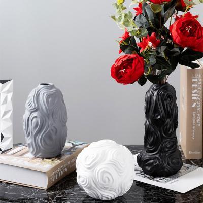 China Decor Modern Minimalist Vase Home Living Room Style Custom Logo Engraved Nordic Ceramic Flower Vases for sale