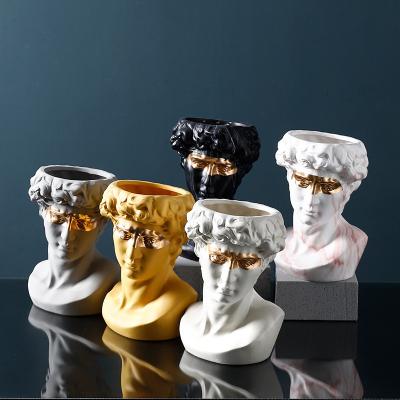 China Modern Nordic creative human head decorative vase style home wedding centerpiece ceramic vases for flower for sale