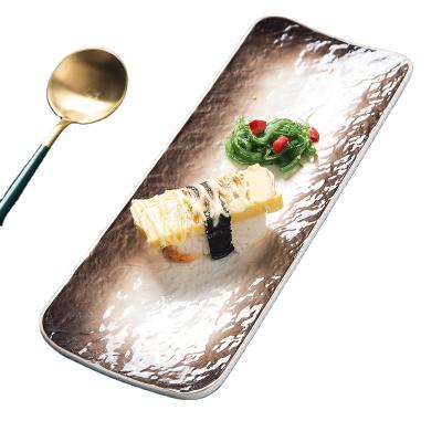 China Creative Disposable Ceramic Rectangular Japanese Household Food Pattern Stone Dish Tableware Sushi Dish Dish for sale