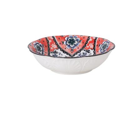 China 2021 new simplicity Bohemia style tableware sala ceramic bowl viable household restaurant ceramic bowl factory for sale