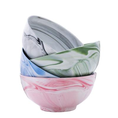 China Custom Made Porcelain Cereal Marble Viable Noodle Bowl Ceramic Ramen Bowl Set with Chopsticks Spoon for sale