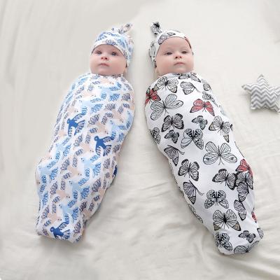 China 100% Newborn Baby Folded Cotton Baby Wraps With Hat Headband Baby Blanket Wrap Muslin Wrap Blankets for sale