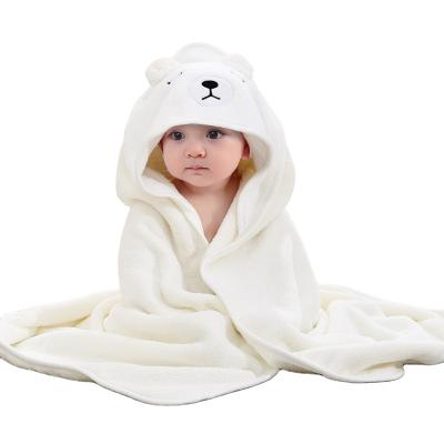 China New Viable Cartoon Coral Velvet Hooded Bath Towel For Newborn Baby Autumn Spring for sale