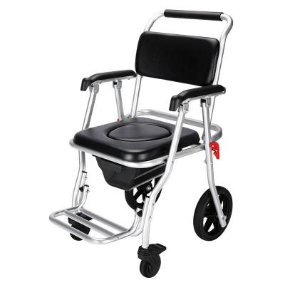 China Folding Commode Shower Chair With Bedpan Home Care 26*56*87CM Black for sale