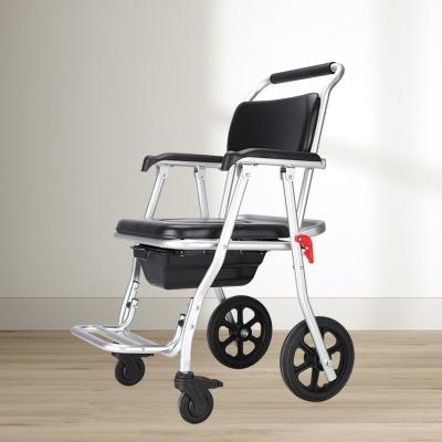 China Mobility Toilet Chair Pregnant Women Aluminum Alloy Wheeled Commode Chair for sale