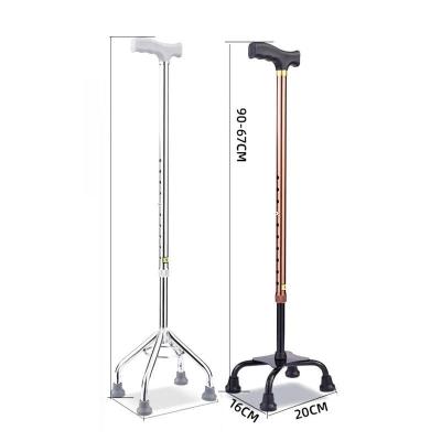 China Stable Quad Base Brown Aluminum Walking Cane 25*5*90cm High Stability for sale