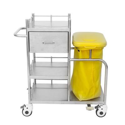 China Large Capacity Metal Hospital Trolley YFH-C003 Customized Stainless Steel Instrument Trolley for sale