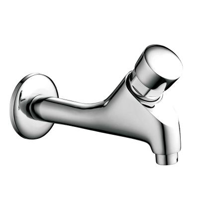 China Cheap Price Chrome Polished Silver Wall Metered Faucets Mountedhand Wash Delay Time Faucets With Anti Theft Aerator Shell for sale