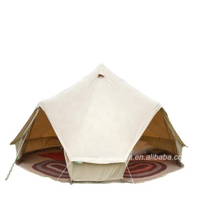 China Diamond Ground Nail 4m Hexagonal Bell Tent Canvas Tent Ten Two Doors for sale