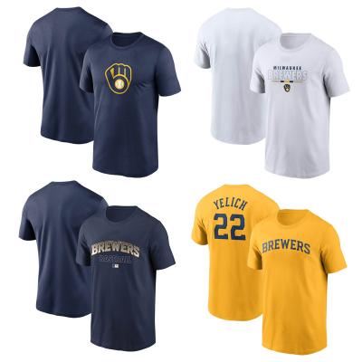 China Custom Made Milwaukee Brewers Baseball Shirt Baseball Antibacterial T-shirt Men's Baseball Jersey T-Shirt for sale