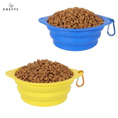 China Lovely Color Silicone Cat Pet Dog Feeder Bowl Viable Collapsible Custom Pet Water Bowl Food Container For Travel for sale