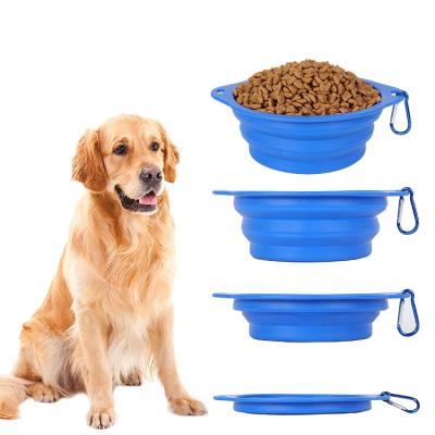 China Amazon Viable Hot Sales Collapsible Doggie Bowl With Buttons Portable Multiple Colors Travel Dog Bowls For Custom Logo for sale