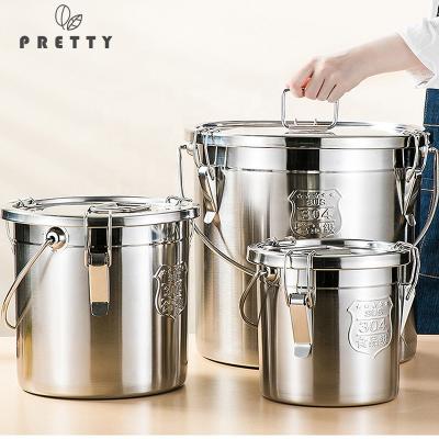 China High Quality Freshness Preservation Wholesale Kitchenware Large Capacity Stainless Steel Pet Food Storage Bucket with Sealed Lid and Buckle for sale