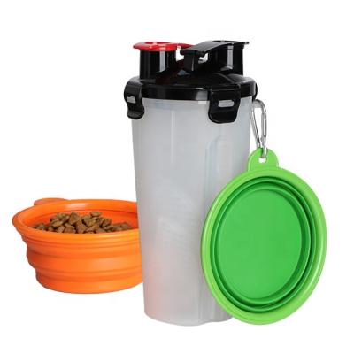 China Viable Wholesale Portable Pet Water Bowl 2 In 1 Dog Times Bowls Drinking Feeding Tool FOR Outdoor Travel Water Bottle for sale