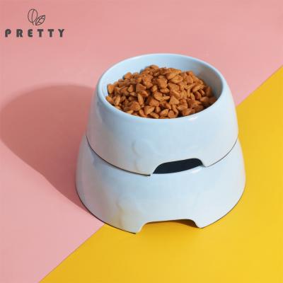 China Pretty Melamine Sustainable Pet Bowl Portable Dog And Cat Feeding Customize Logo Unique Pet Food Bowl Cat Shaped Bowl For Dogs Cats for sale