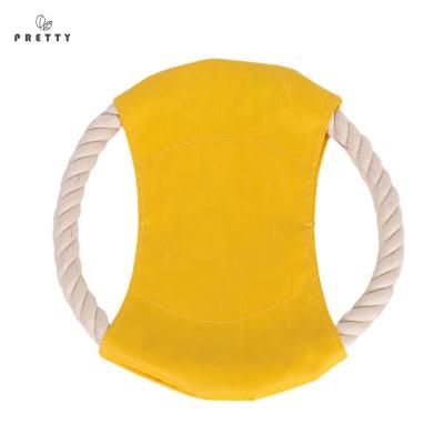 China Sustainable Soft Ring Pet Frisbeed Disc With Hole Customize Multicolor Logo Agility Forming Interactive Beach Cotton Frisbeed For Dog for sale