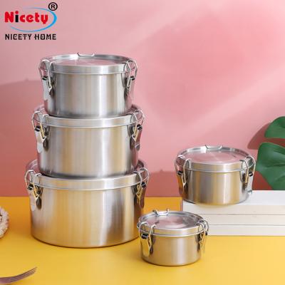 China Leak Proof Stainless Steel Leak Proof Food Bowl With Durablel Lid Factory Supply Customized Round Different Size For Food Storage for sale