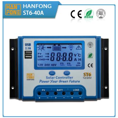 China 10A 30A 40A 12V/24V LCD Dispaly PWM Solar Controller Bule body give Battery Gel power form PV cell panel be a Sun system for sale