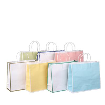 China Recycled Materials Recyclable Biodegradable Assorted Colors Custom Shopping Kraft Paper Gift Bag Shopping Paper Bag With Logo for sale