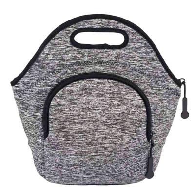 China Waterproof Collapsible Reusable Picnic Lunch Bag Neoprene Cooler Bag With Front Pocket for sale