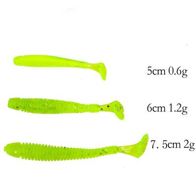 China Wholesale PVC Simulated Fishing Soft Shade Plastic Bait Molds Lure Colors T Double Tail Shad Lure for sale