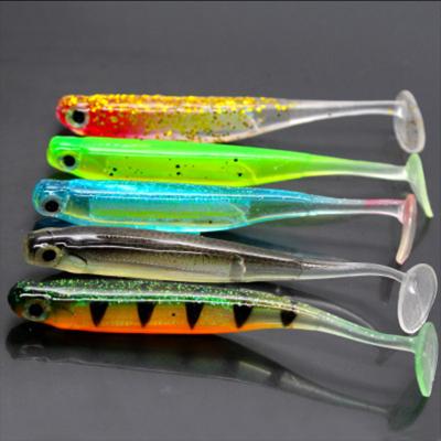 China Hot Selling 9cm/5g 7cm/2gMulticolour PVC 3+7 Fishing Lure Cut Tail Soft Fishing Lure PVC Foil Embedded Bait for sale