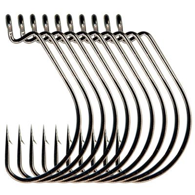 China Free Sample Outdoor Fishing Activity 100 Pieces Black Red Fishing Hook Crank Hook High Carbon Steel Barbed Hooks For Lure Soft Bait Ansuelos for sale