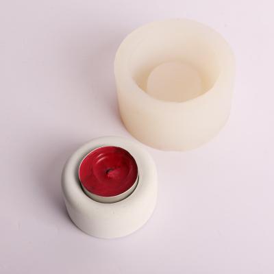 China Long Lifespan Round Candle Holder Mold Silicone Concrete Candlestick Mold for sale